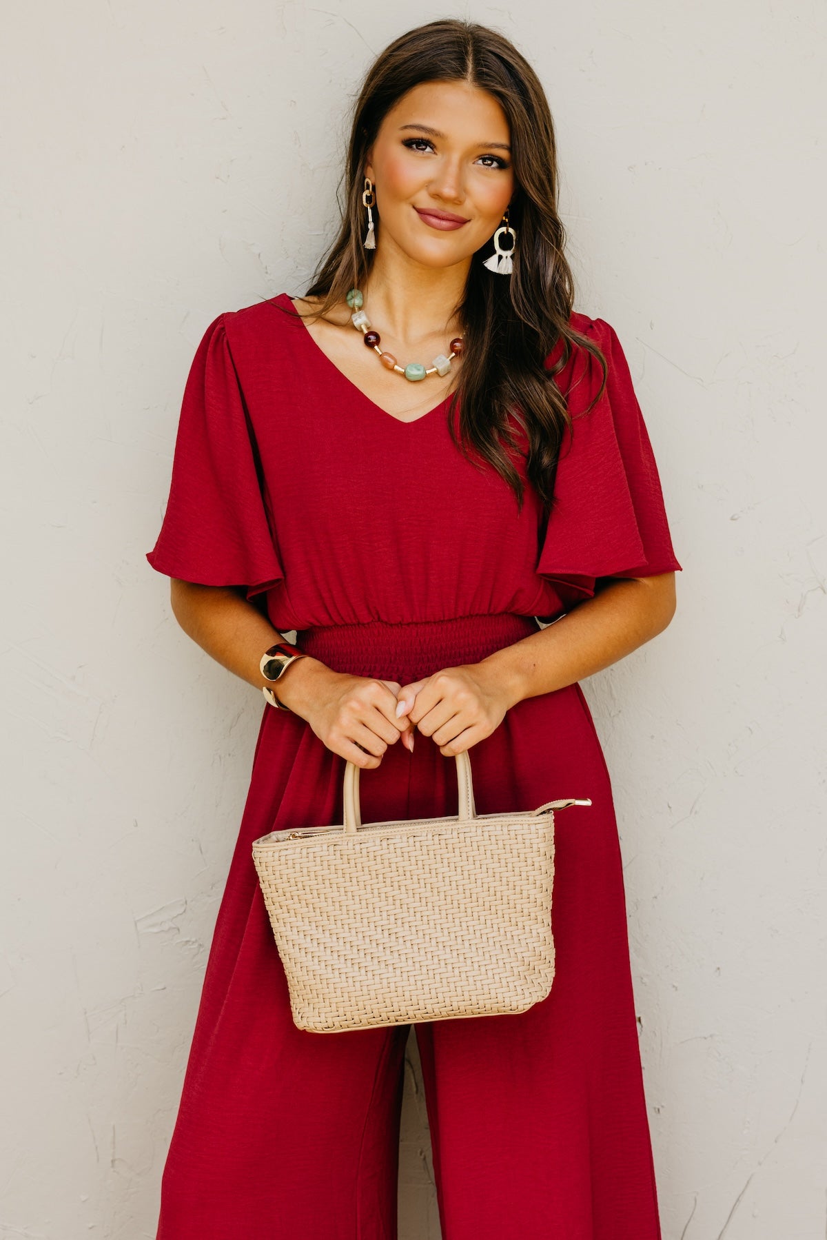 The Elena Wide Leg Woven Jumpsuit