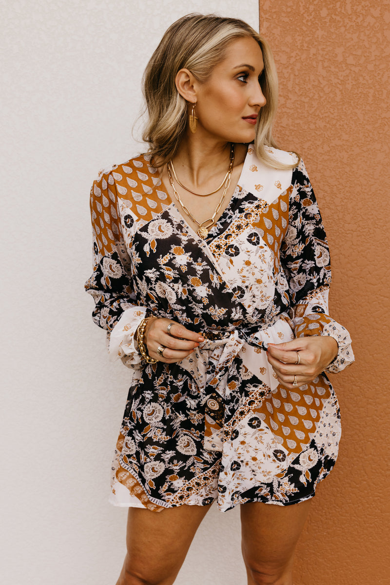 The Chaya Floral Tie Waist Romper