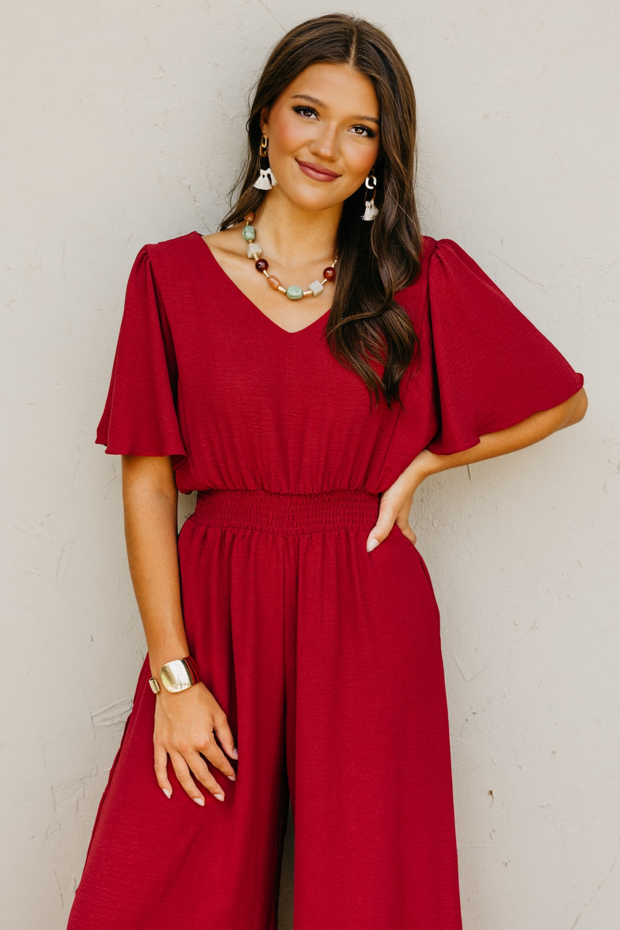 The Elena Wide Leg Woven Jumpsuit