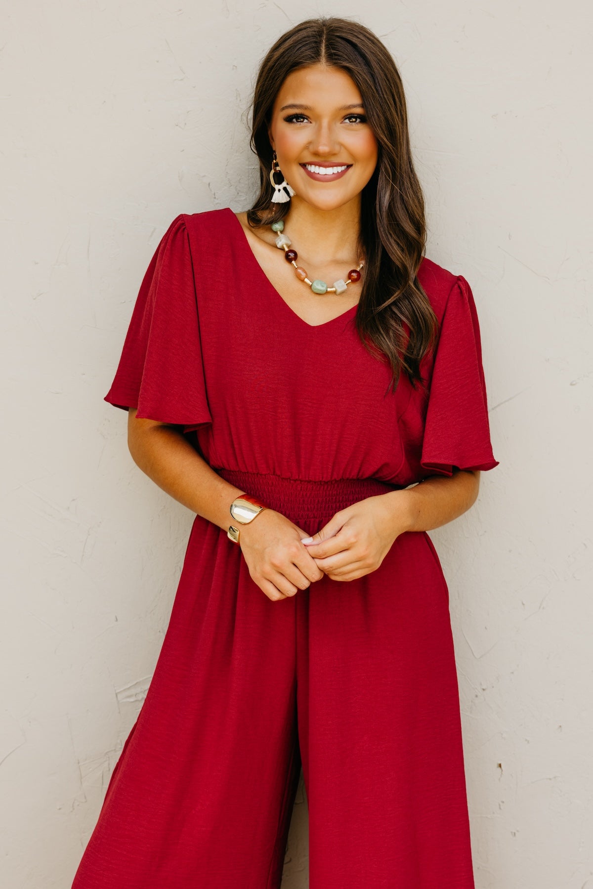 The Elena Wide Leg Woven Jumpsuit
