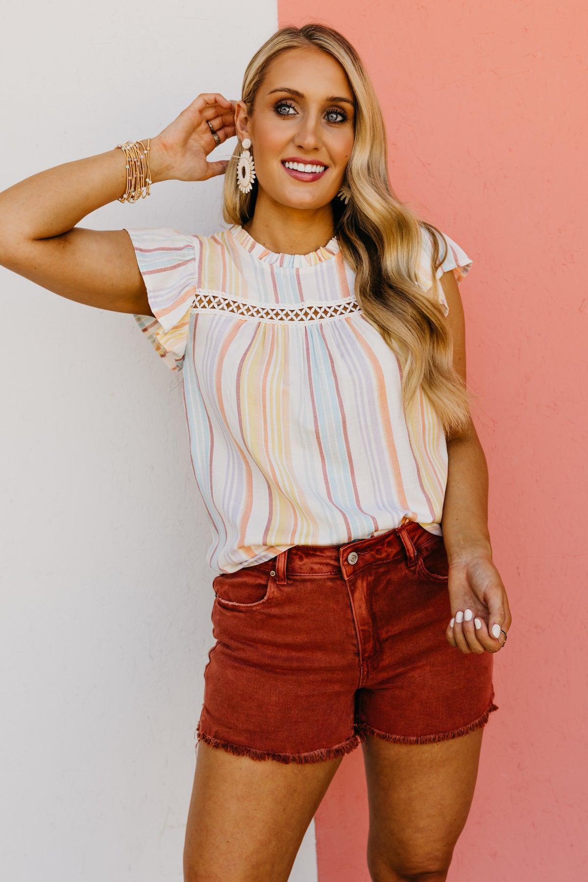 The Kassidy Ruffle Lace Trim Blouse