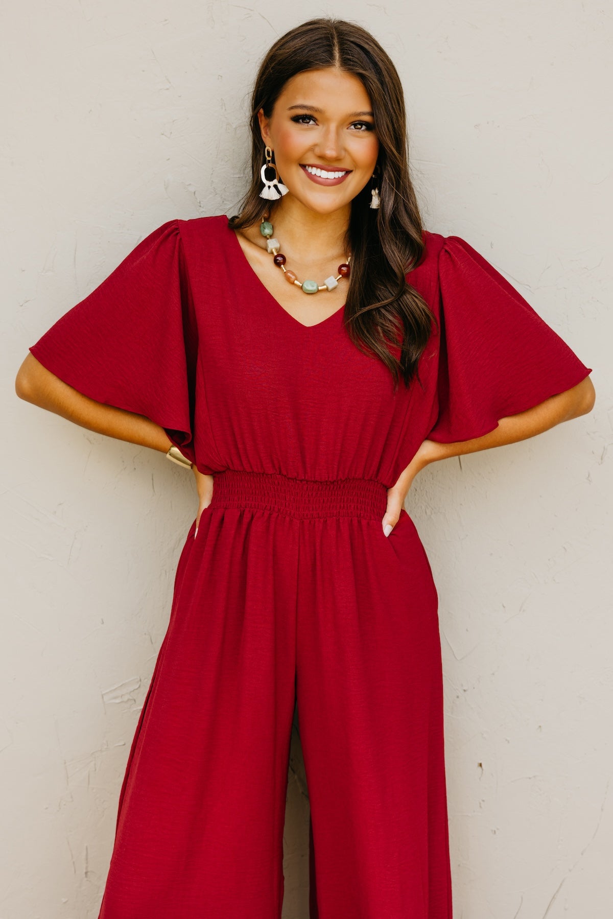 The Elena Wide Leg Woven Jumpsuit