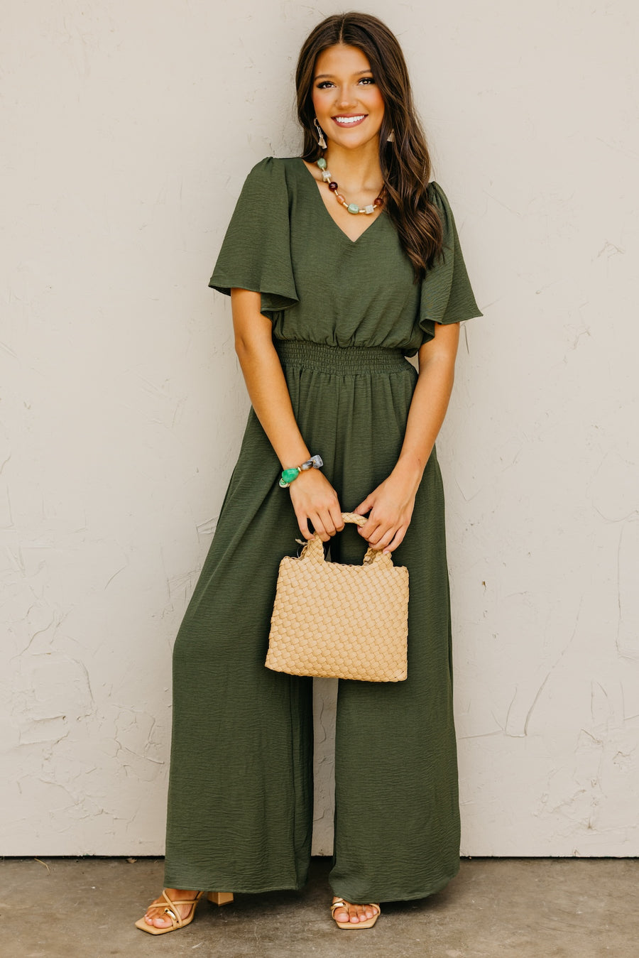 The Elena Wide Leg Woven Jumpsuit