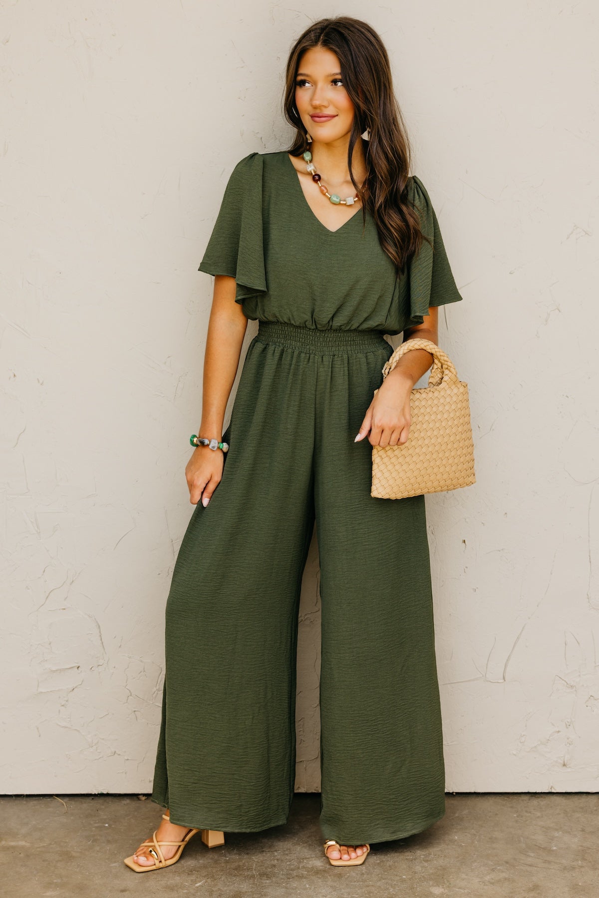The Elena Wide Leg Woven Jumpsuit