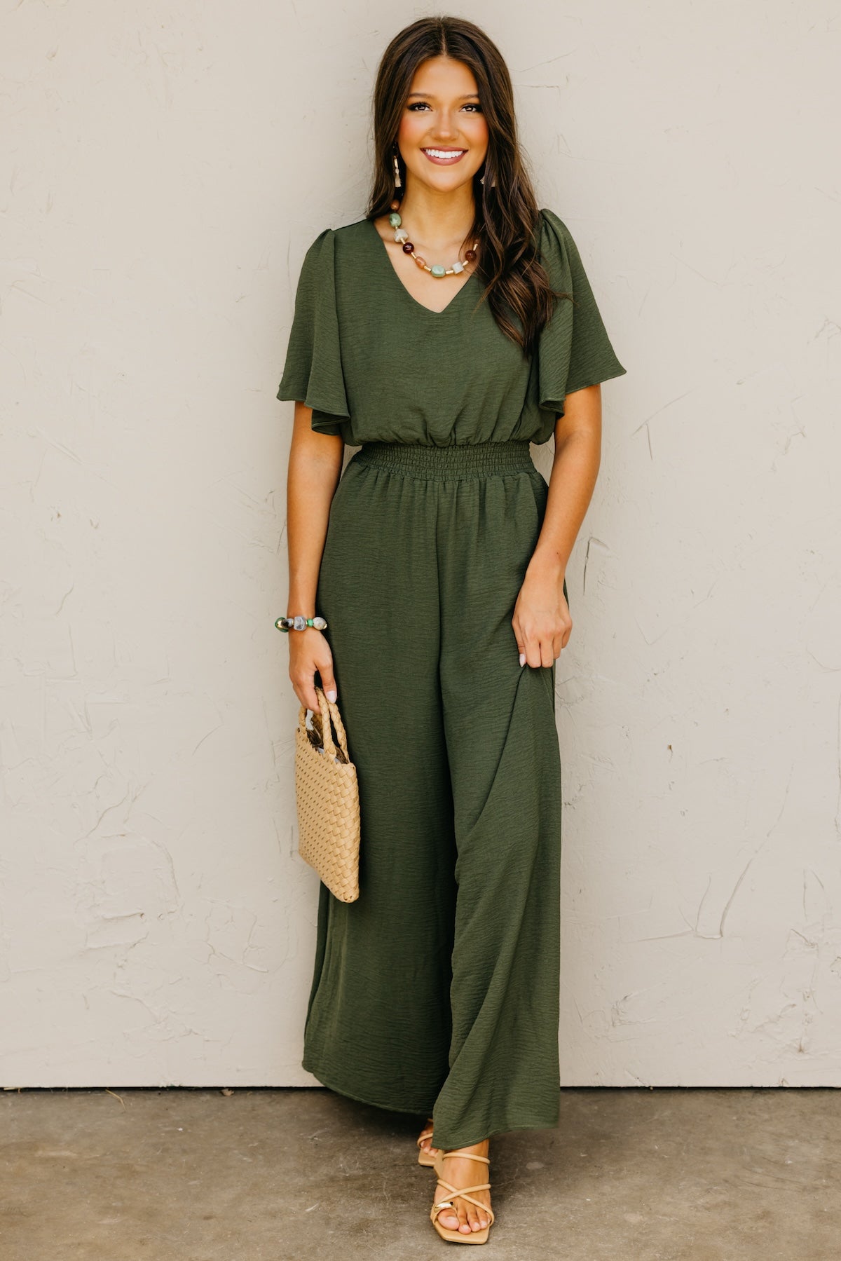 The Elena Wide Leg Woven Jumpsuit