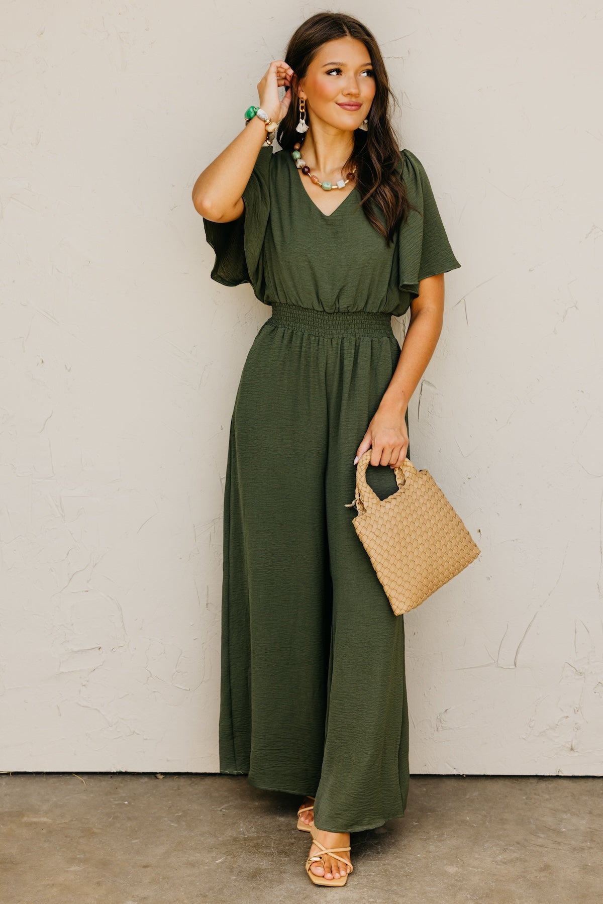 The Elena Wide Leg Woven Jumpsuit