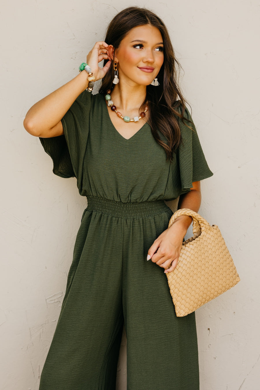 The Elena Wide Leg Woven Jumpsuit
