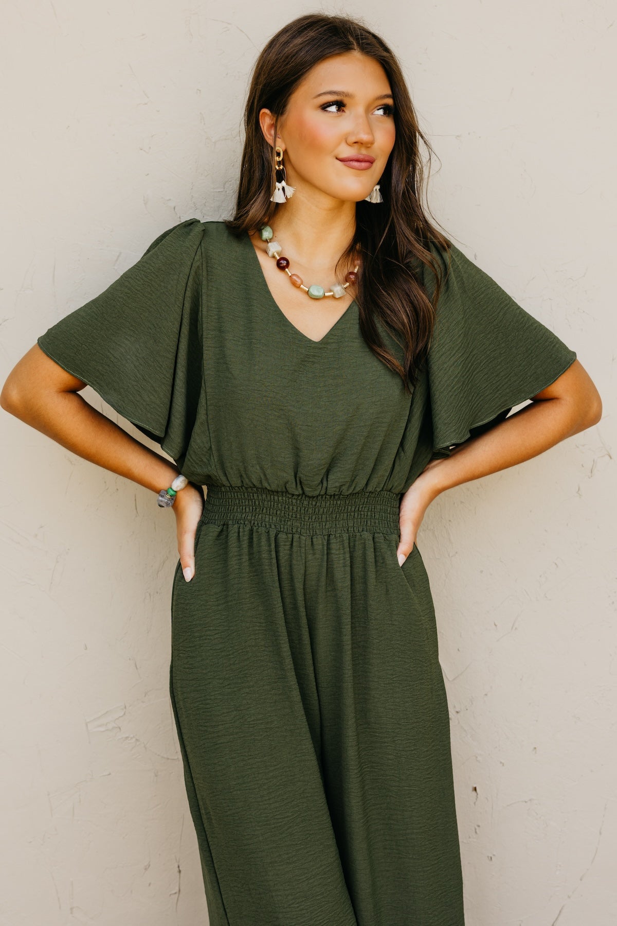 The Elena Wide Leg Woven Jumpsuit