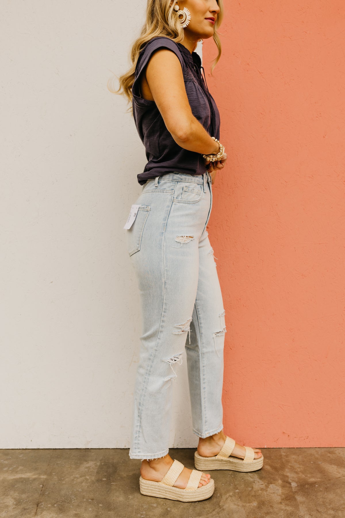 Vervet Denim | The Kalida Distressed High Rise Crop Jeans