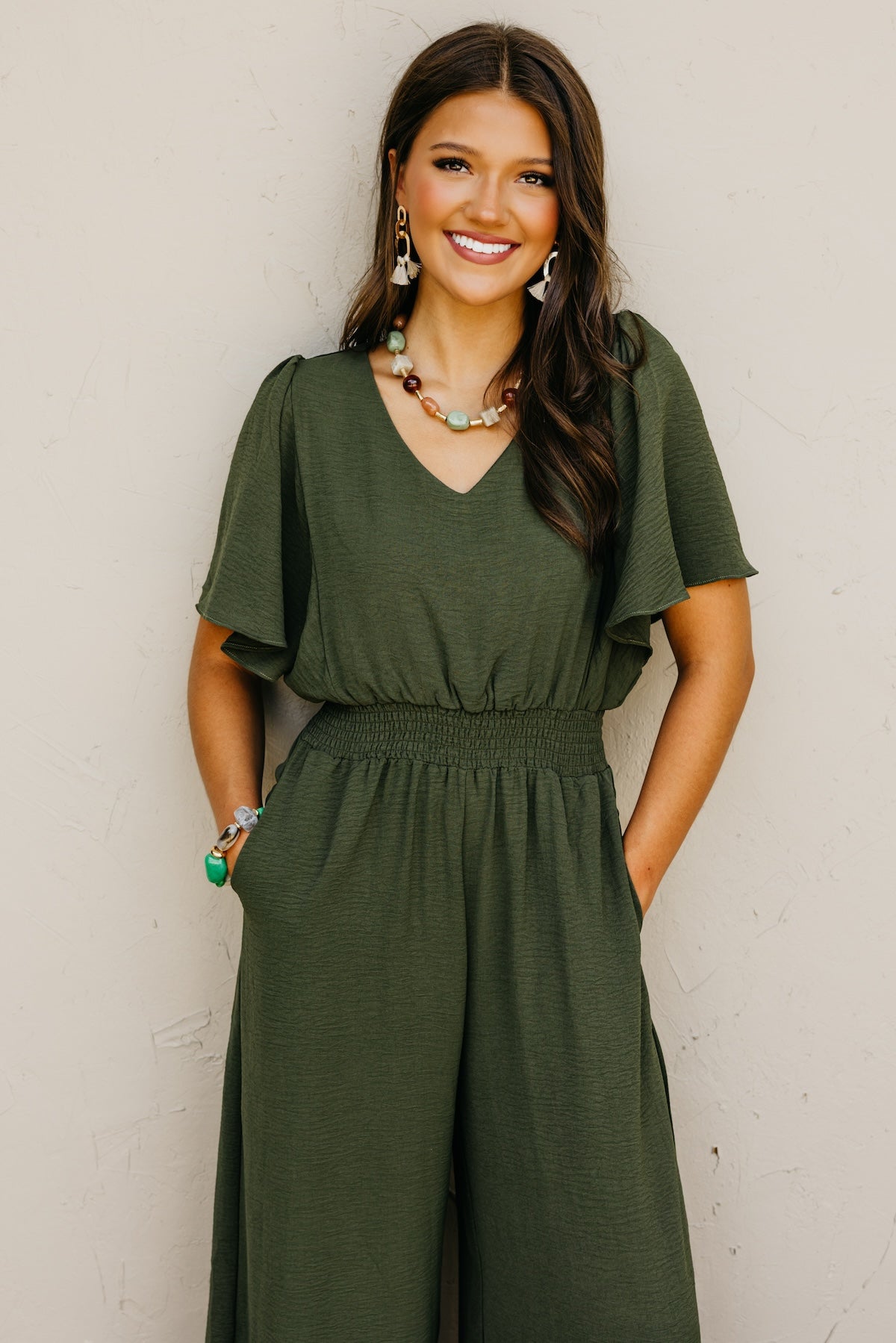 The Elena Wide Leg Woven Jumpsuit