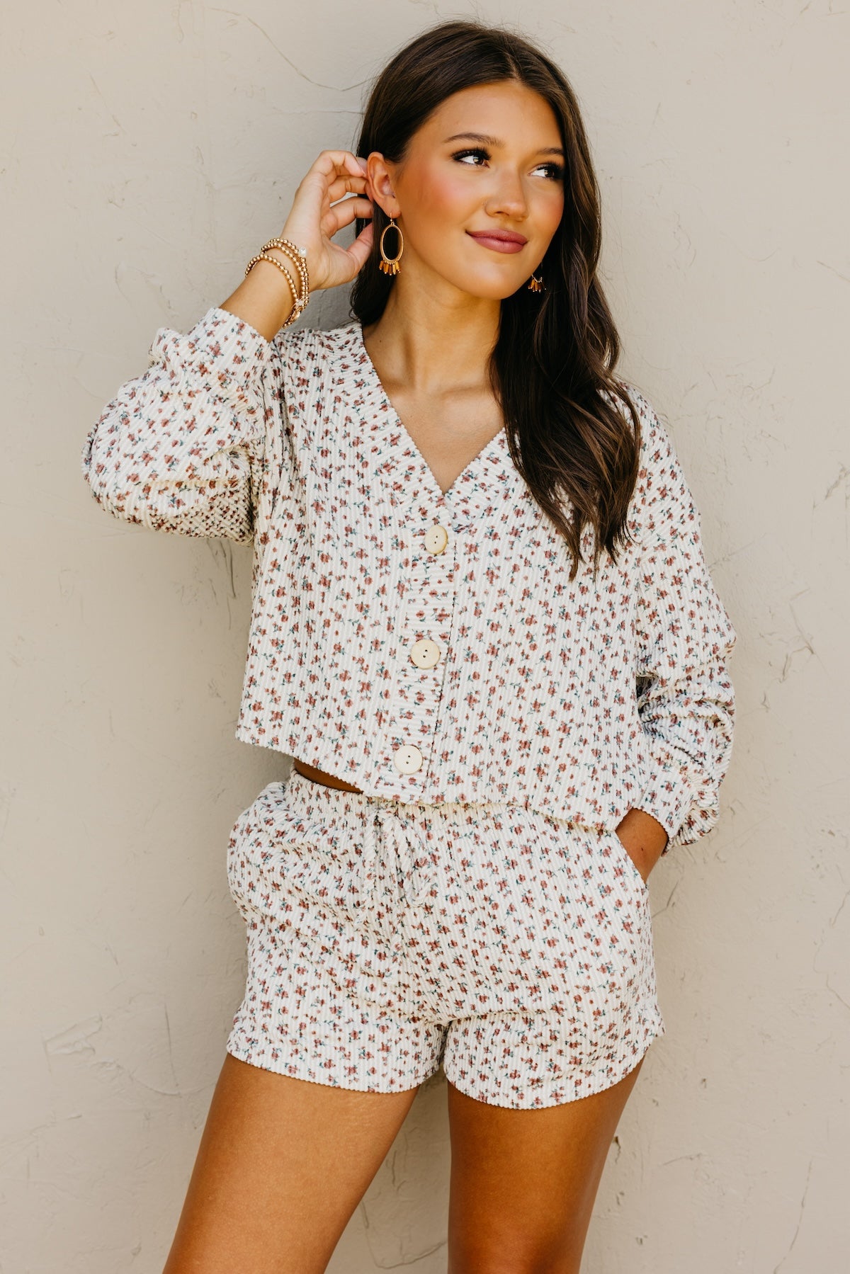 The Anahi Floral Ribbed Cardigan