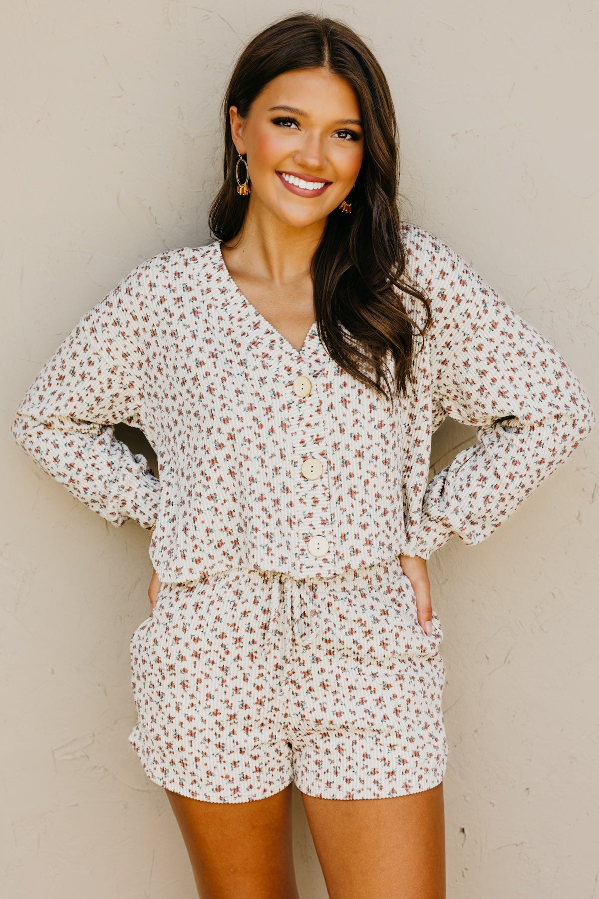 The Anahi Floral Ribbed Cardigan