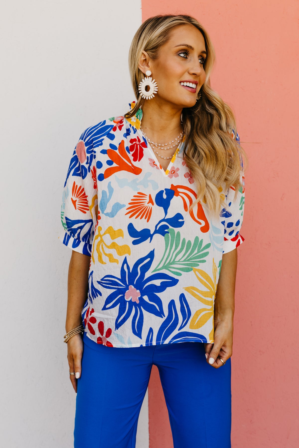 The Raul Floral Print Popover Top