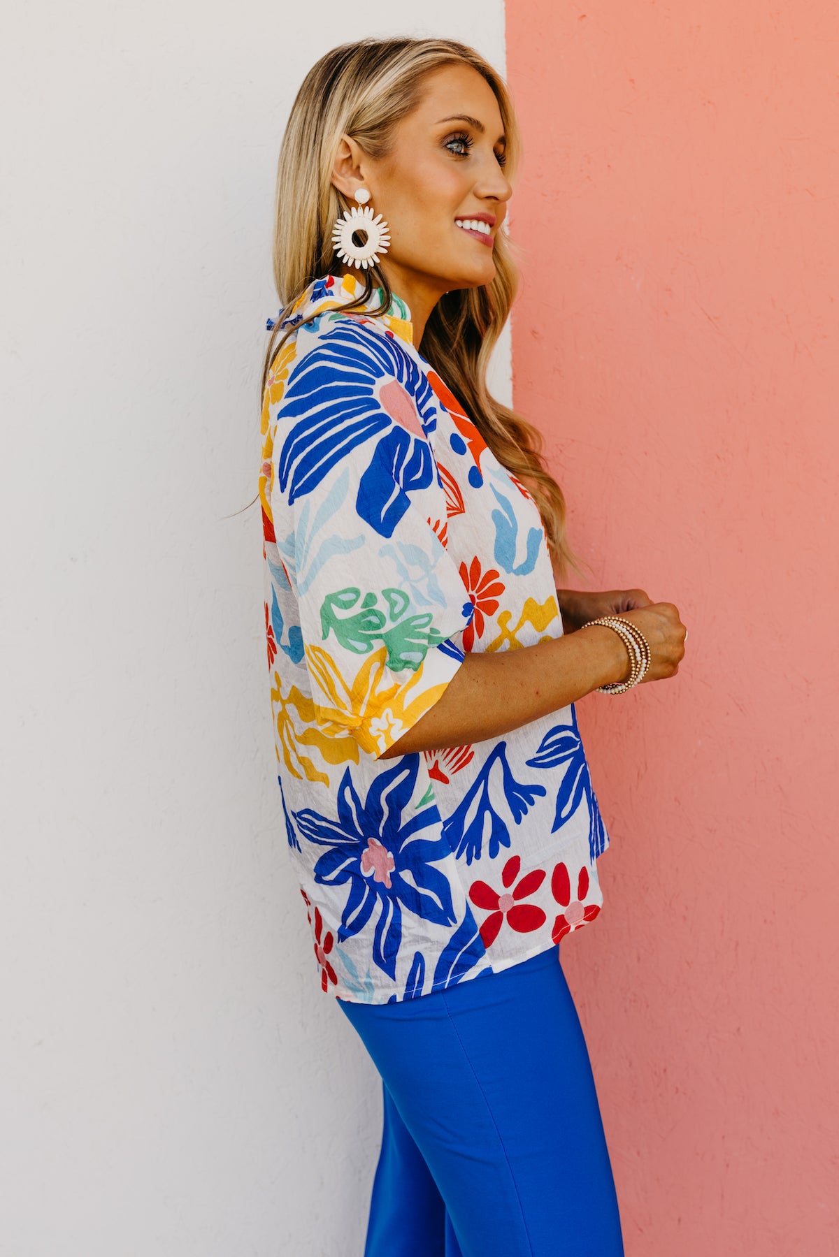The Raul Floral Print Popover Top