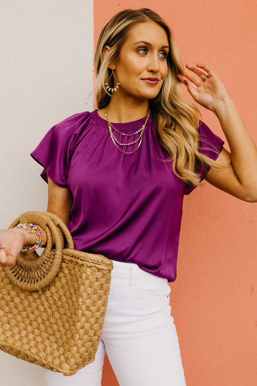 The McKinley Pleated Flutter Sleeve Top