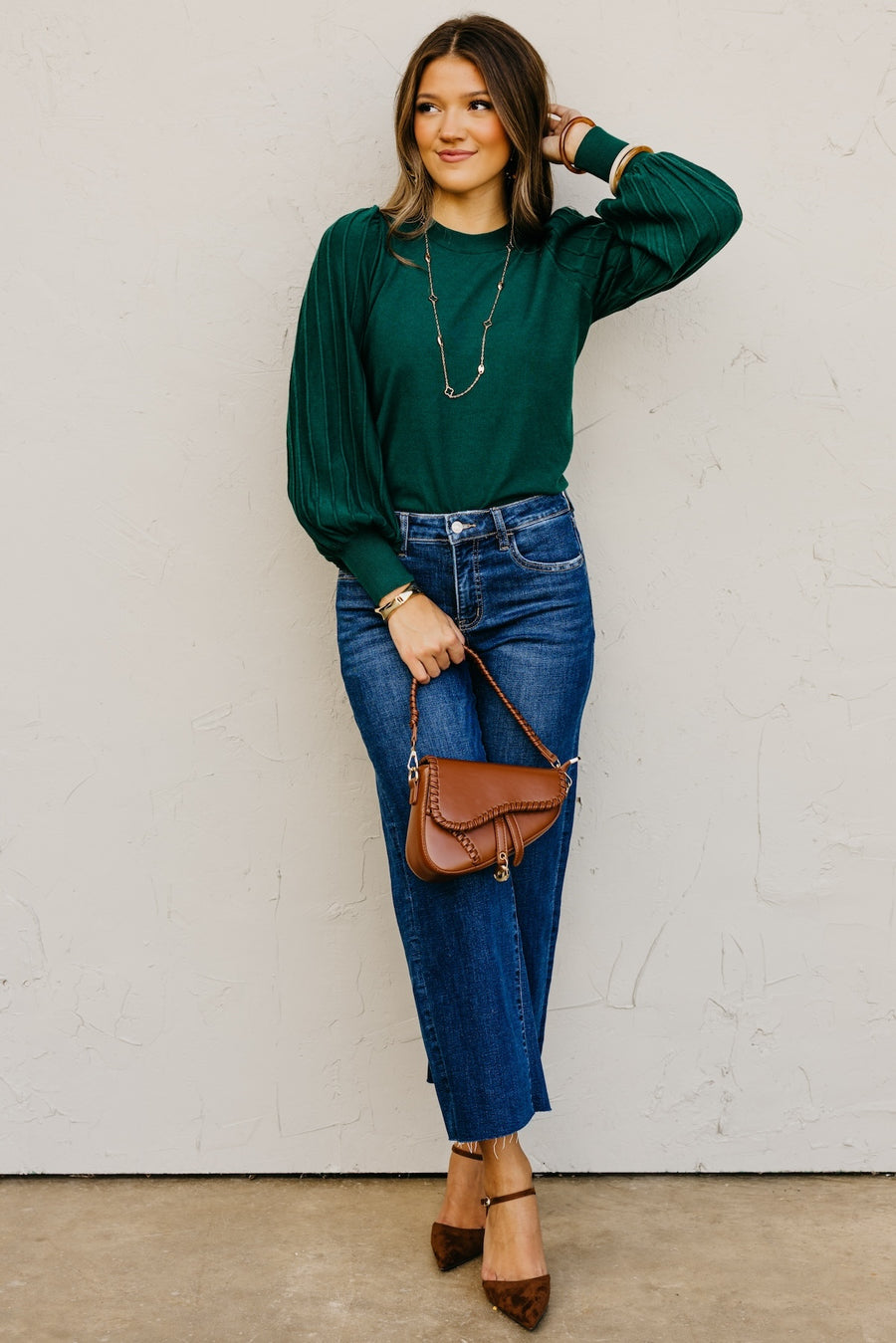 The Aleesia Pleated Puff Sleeve Sweater