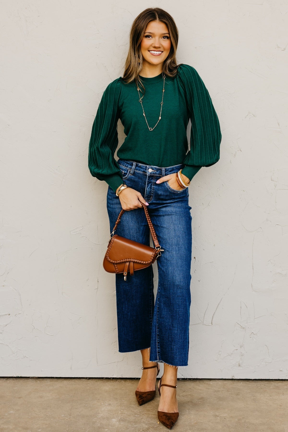 The Aleesia Pleated Puff Sleeve Sweater