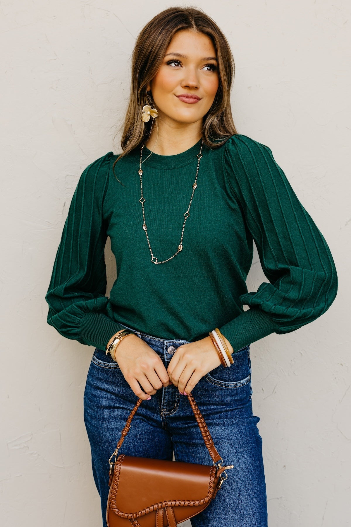 The Aleesia Pleated Puff Sleeve Sweater