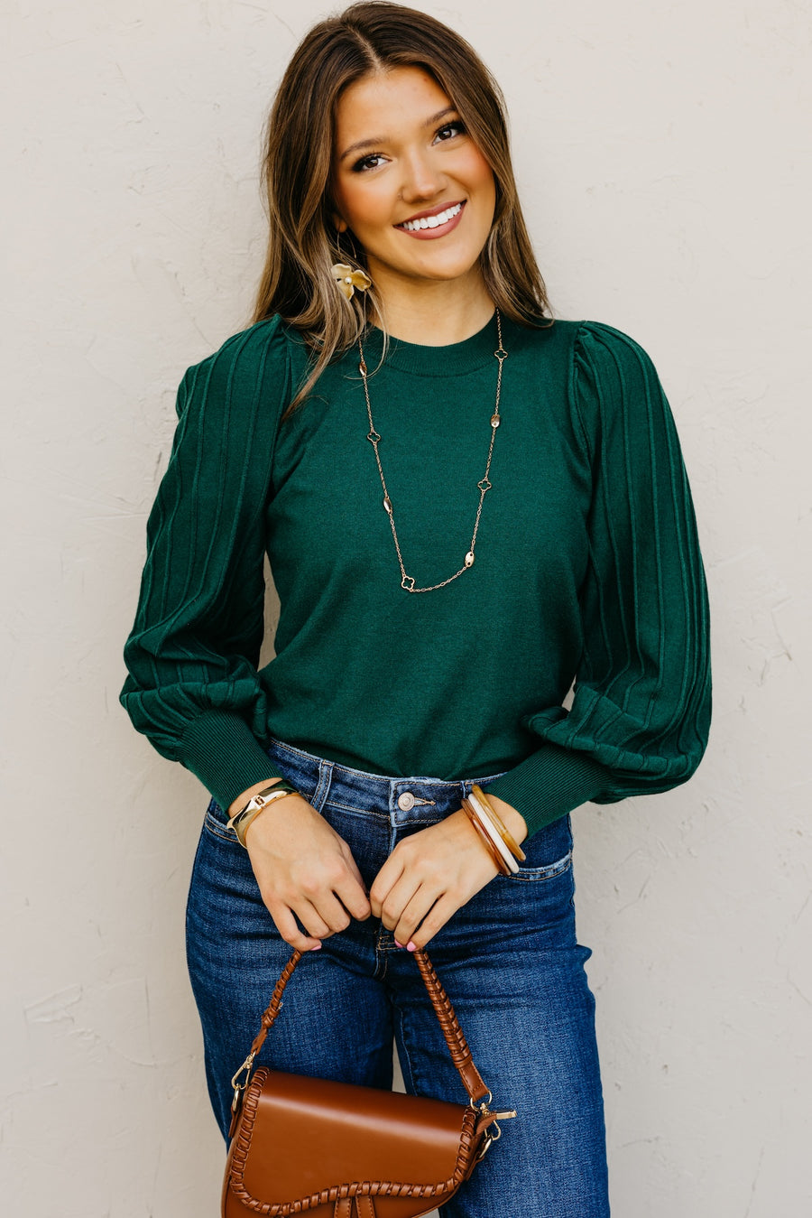 The Aleesia Pleated Puff Sleeve Sweater
