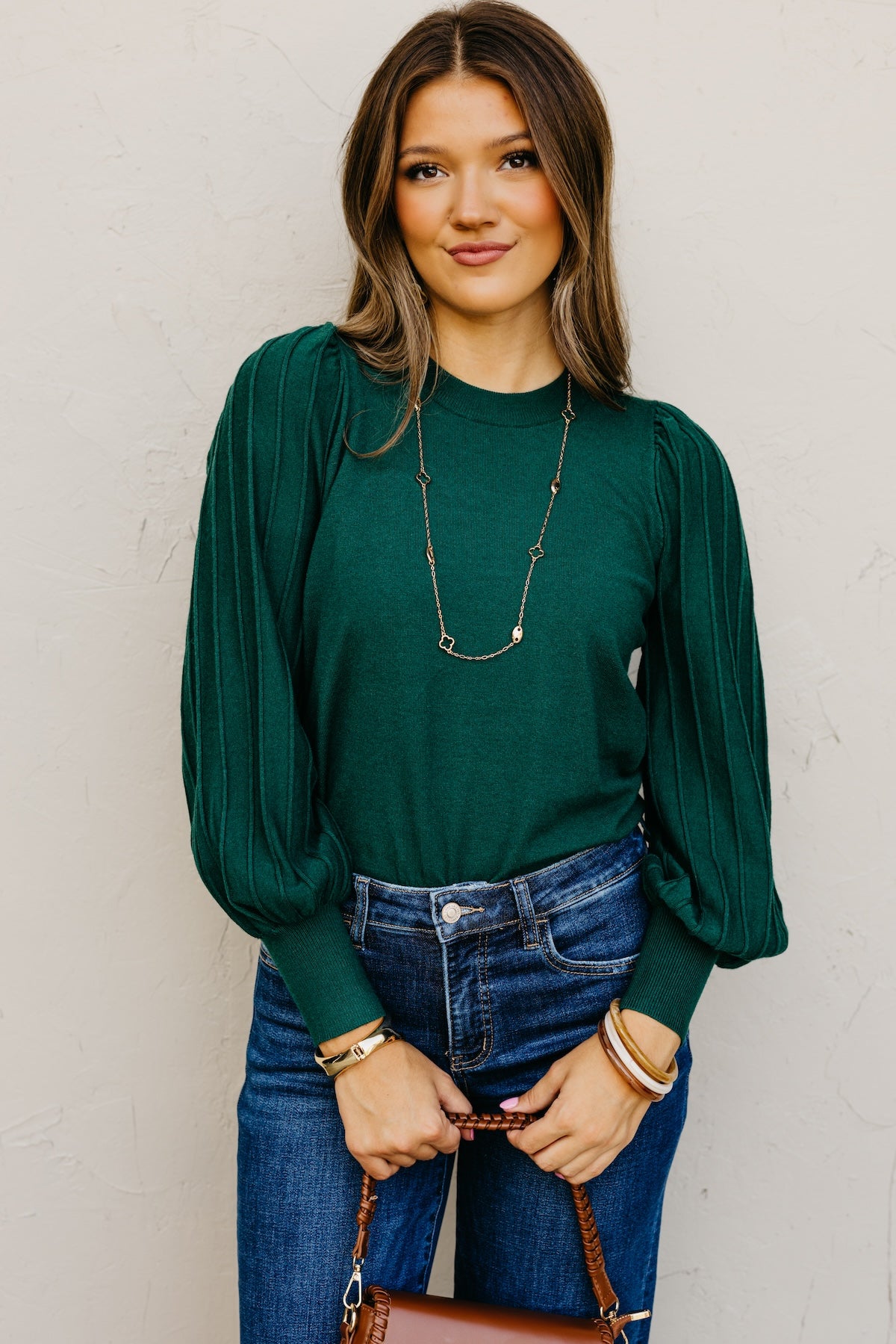 The Aleesia Pleated Puff Sleeve Sweater