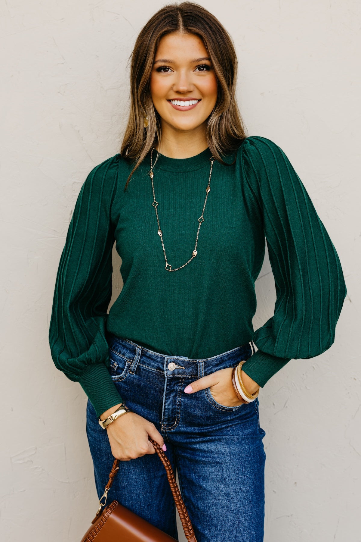 The Aleesia Pleated Puff Sleeve Sweater