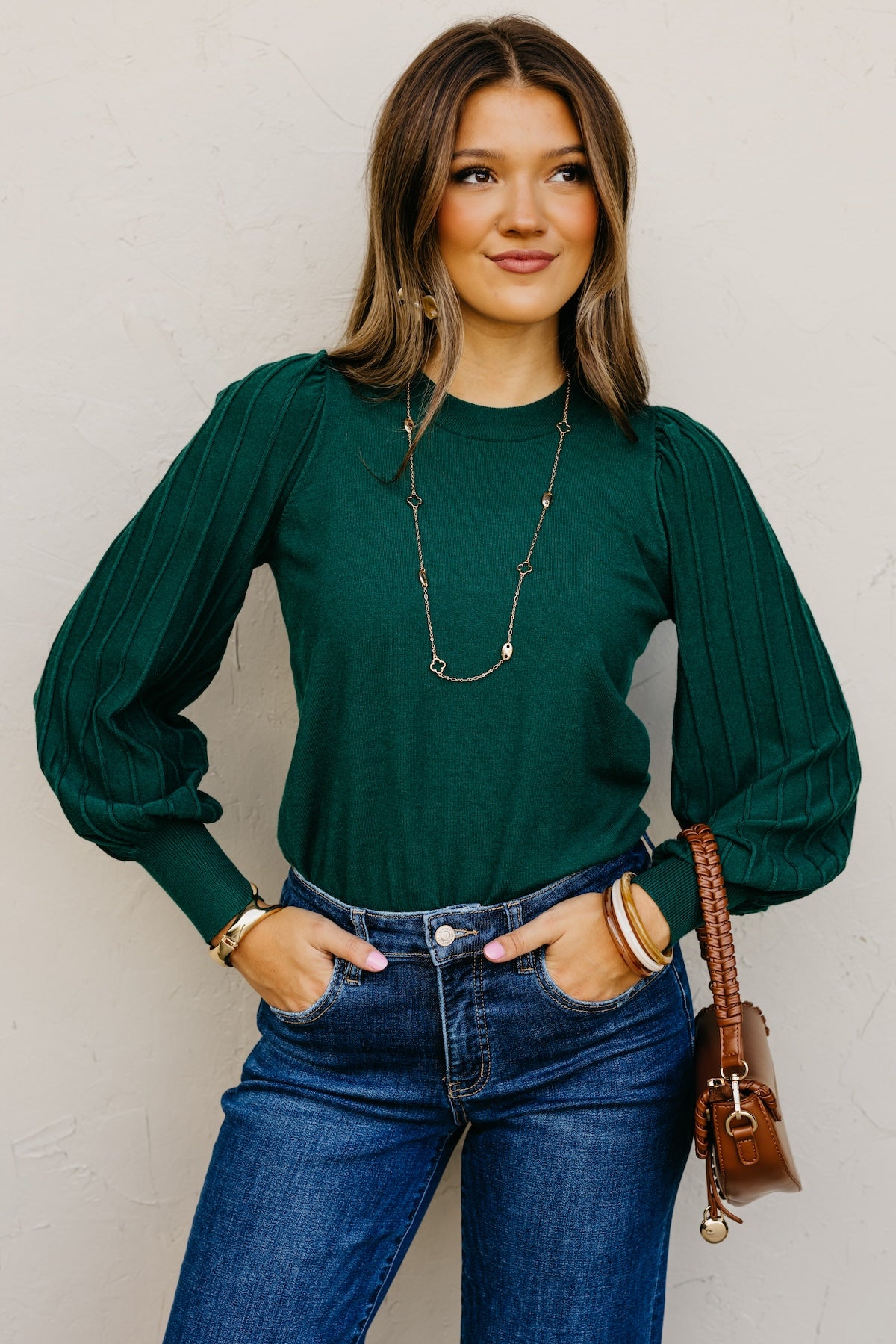 The Aleesia Pleated Puff Sleeve Sweater