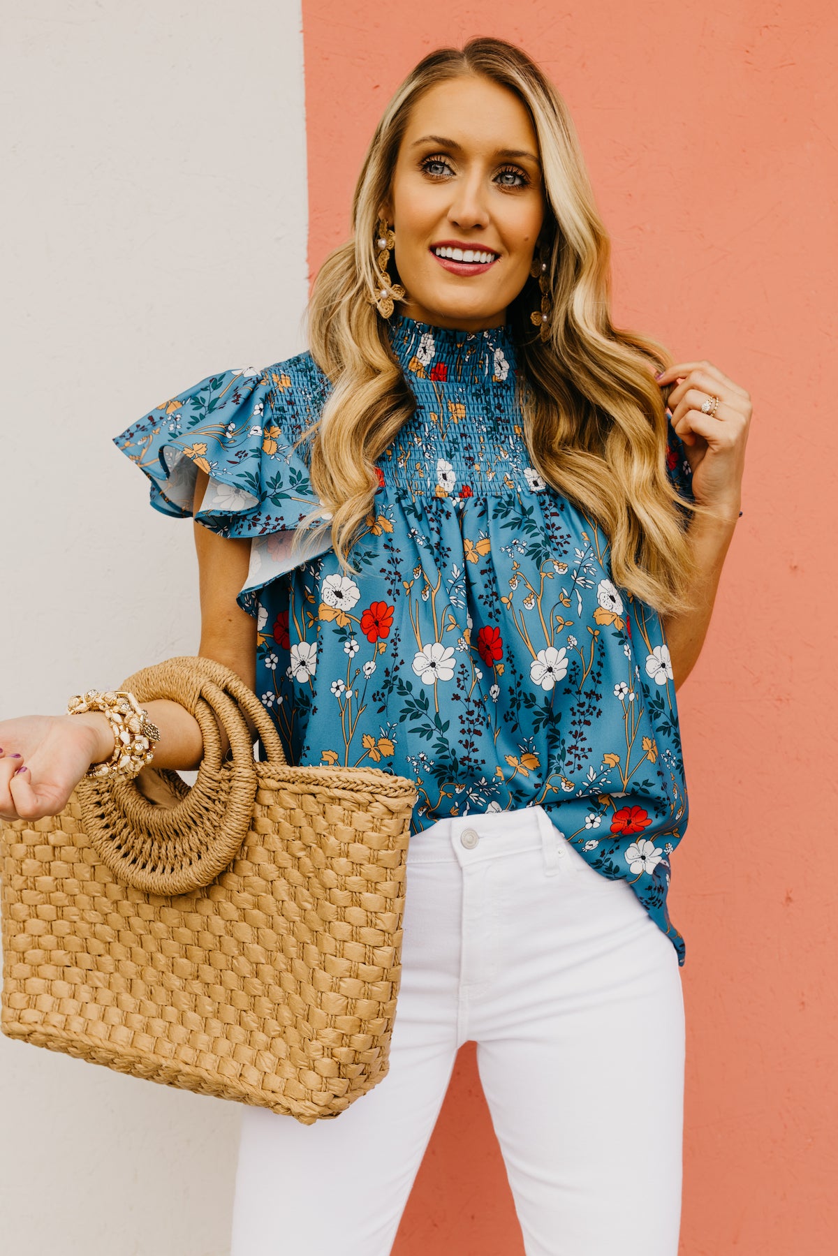 The Sabrina Floral Ruffle Sleeve Blouse