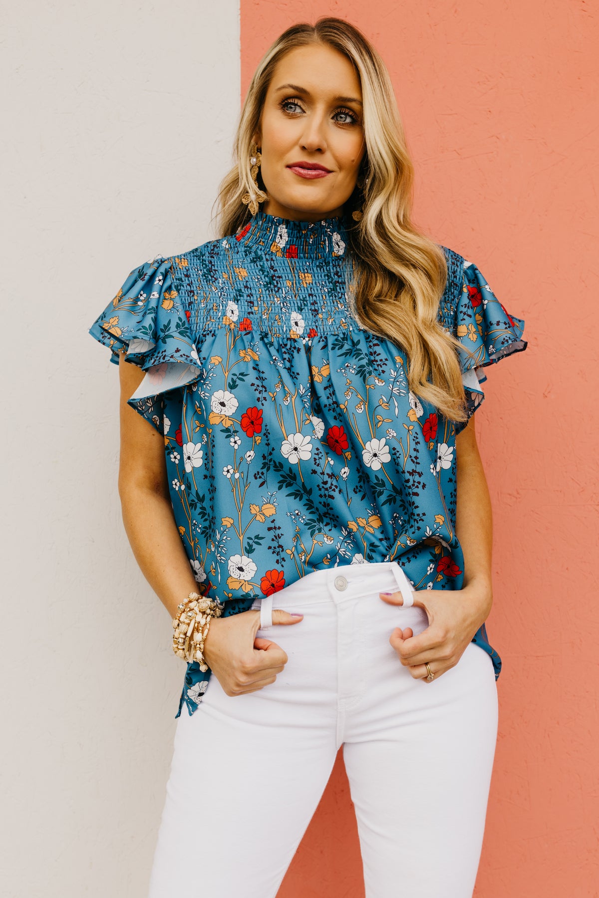 The Sabrina Floral Ruffle Sleeve Blouse