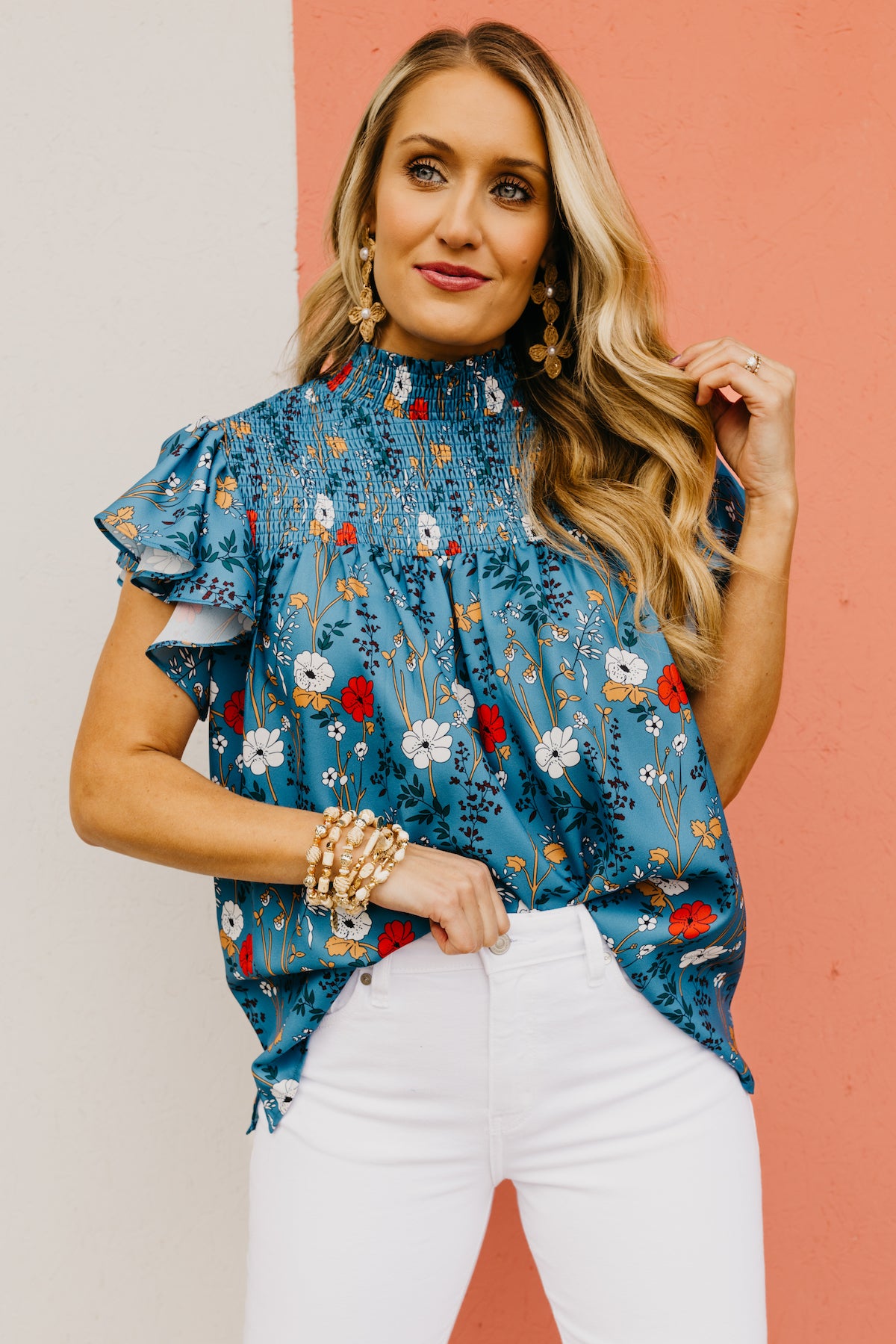 The Sabrina Floral Ruffle Sleeve Blouse