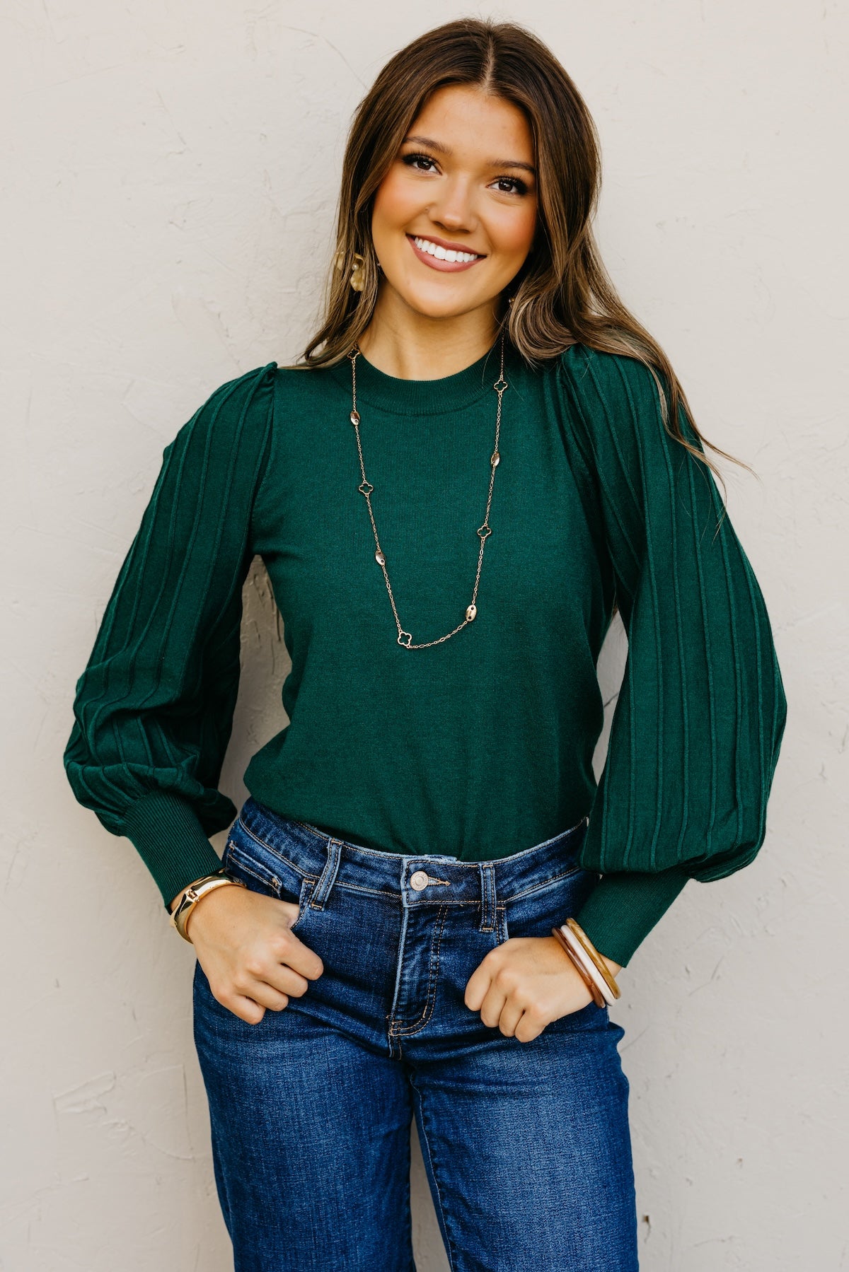 The Aleesia Pleated Puff Sleeve Sweater