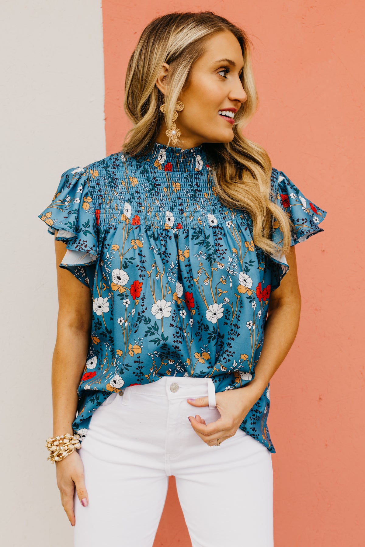 The Sabrina Floral Ruffle Sleeve Blouse