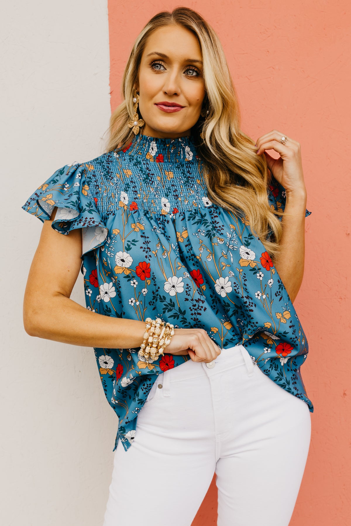 The Sabrina Floral Ruffle Sleeve Blouse