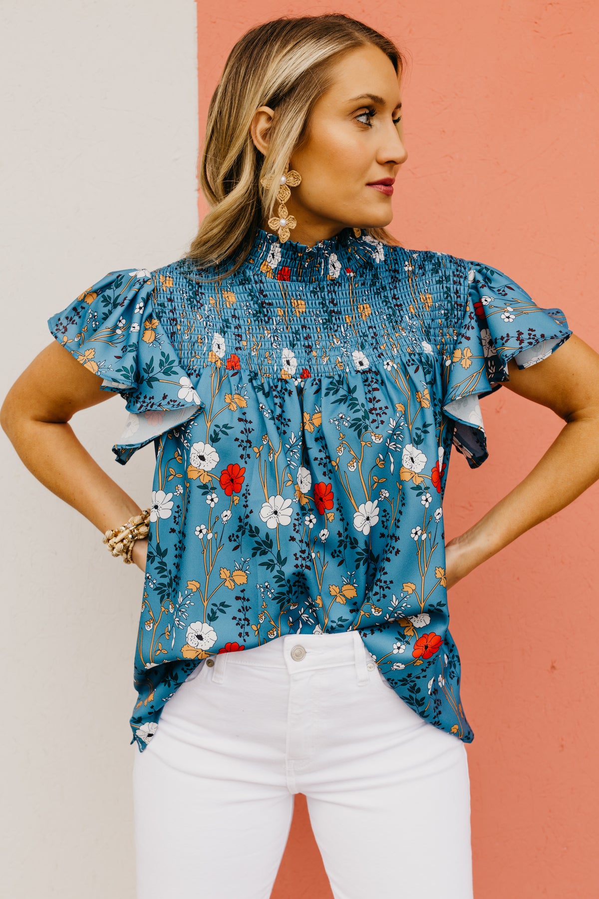 The Sabrina Floral Ruffle Sleeve Blouse