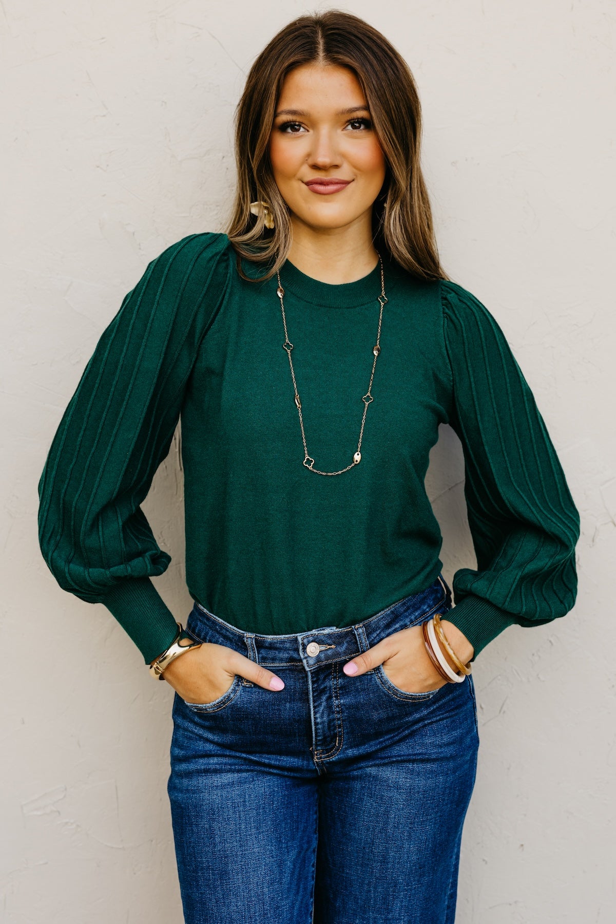 The Aleesia Pleated Puff Sleeve Sweater