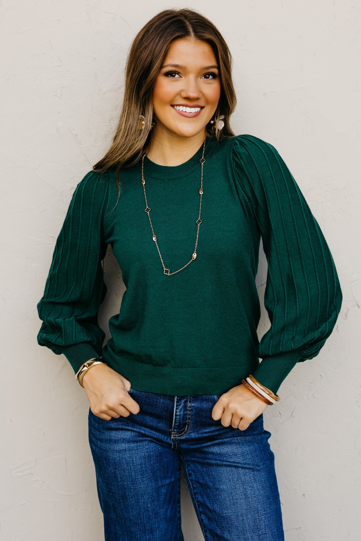 The Aleesia Pleated Puff Sleeve Sweater