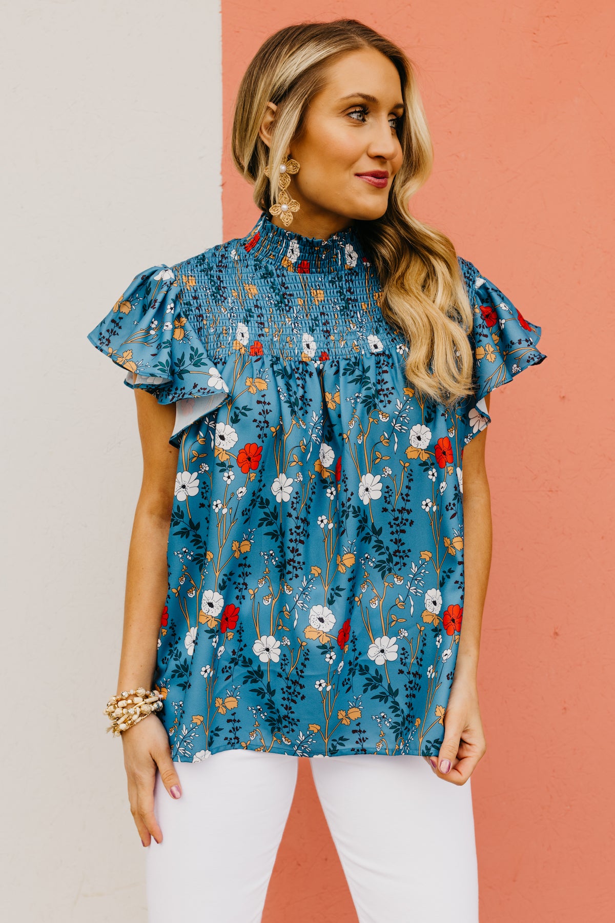 The Sabrina Floral Ruffle Sleeve Blouse