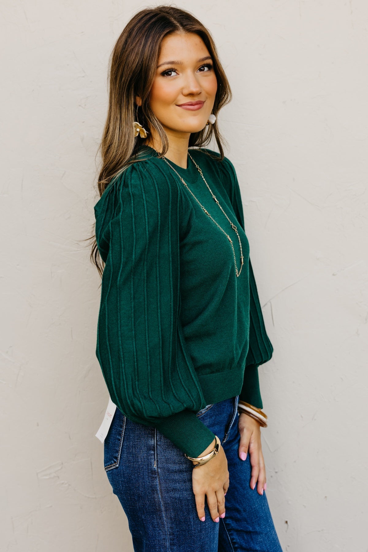 The Aleesia Pleated Puff Sleeve Sweater