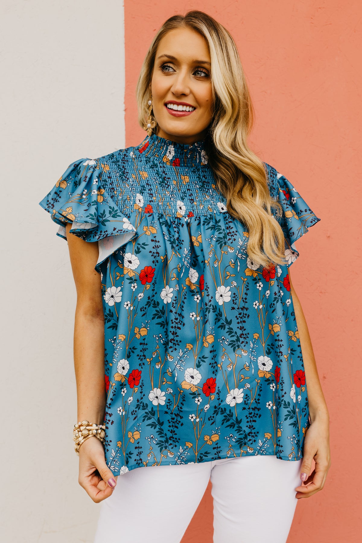 The Sabrina Floral Ruffle Sleeve Blouse