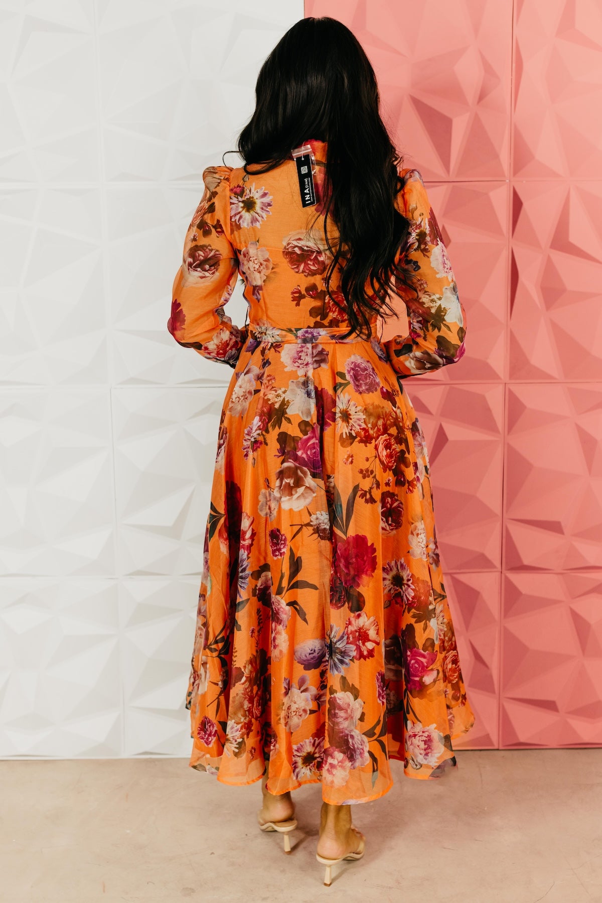 The Aubree Tie Waist Floral Midi Dress