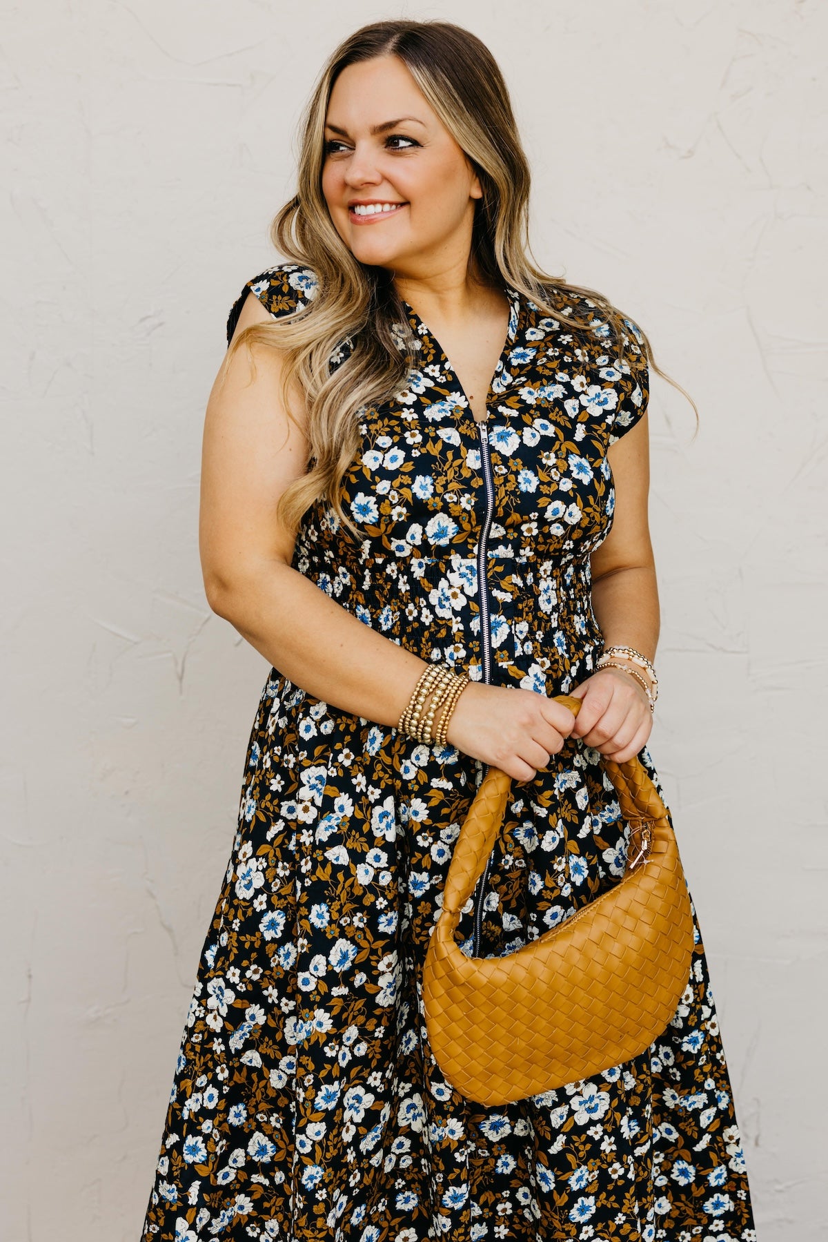 The Valery Zip-Front Floral Midi Dress