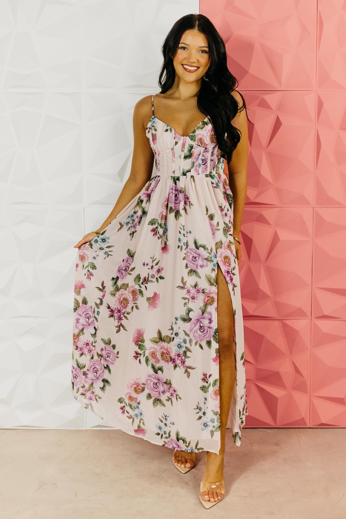 The Reagan Floral Corset Maxi Dress