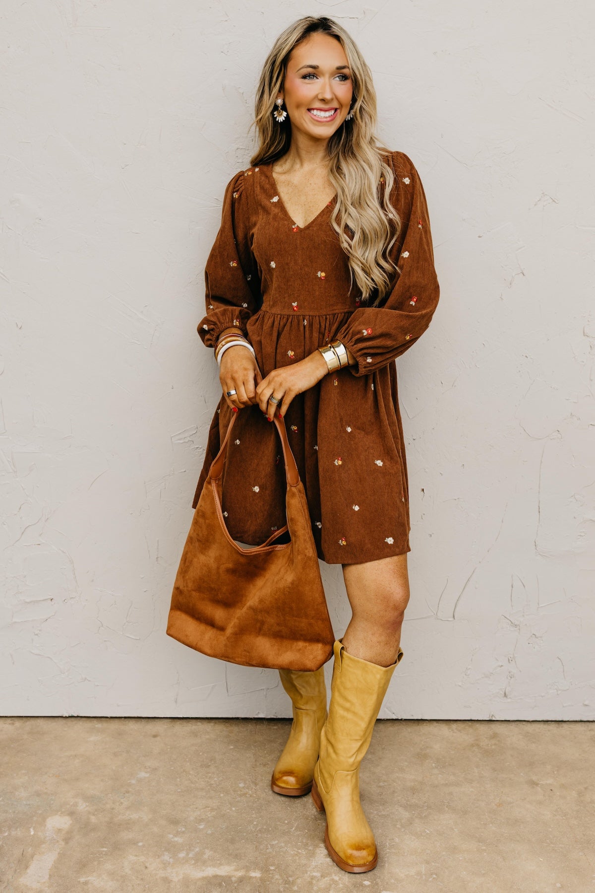 The Nalani Embroidered Corduroy Mini Dress