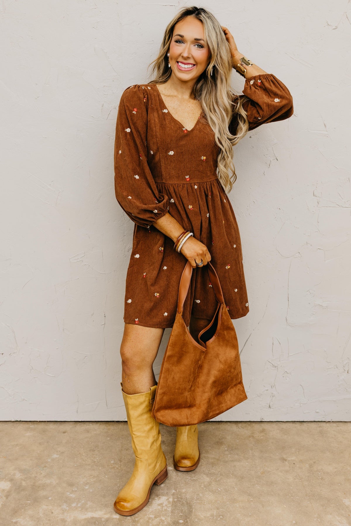 The Nalani Embroidered Corduroy Mini Dress