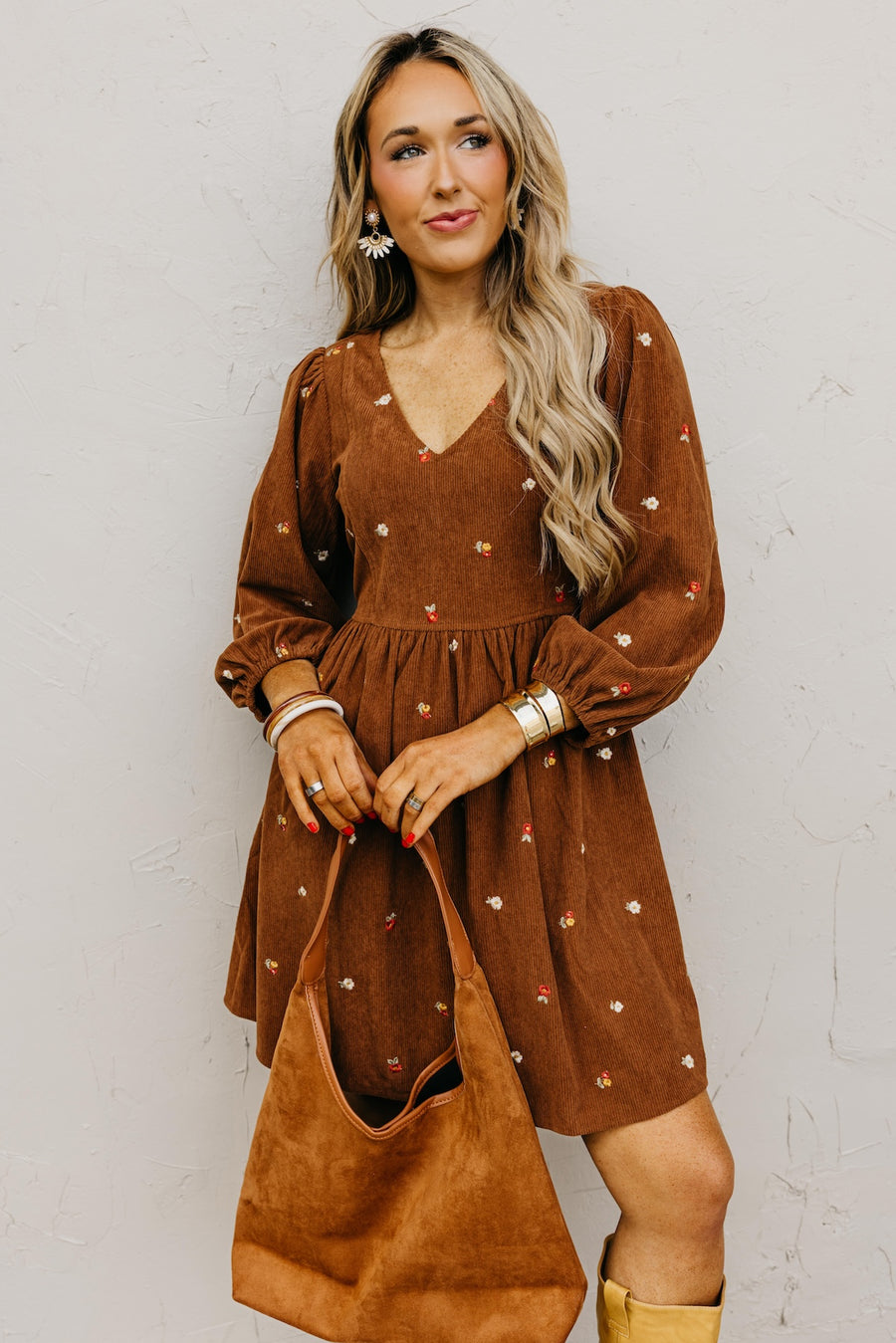 The Nalani Embroidered Corduroy Mini Dress