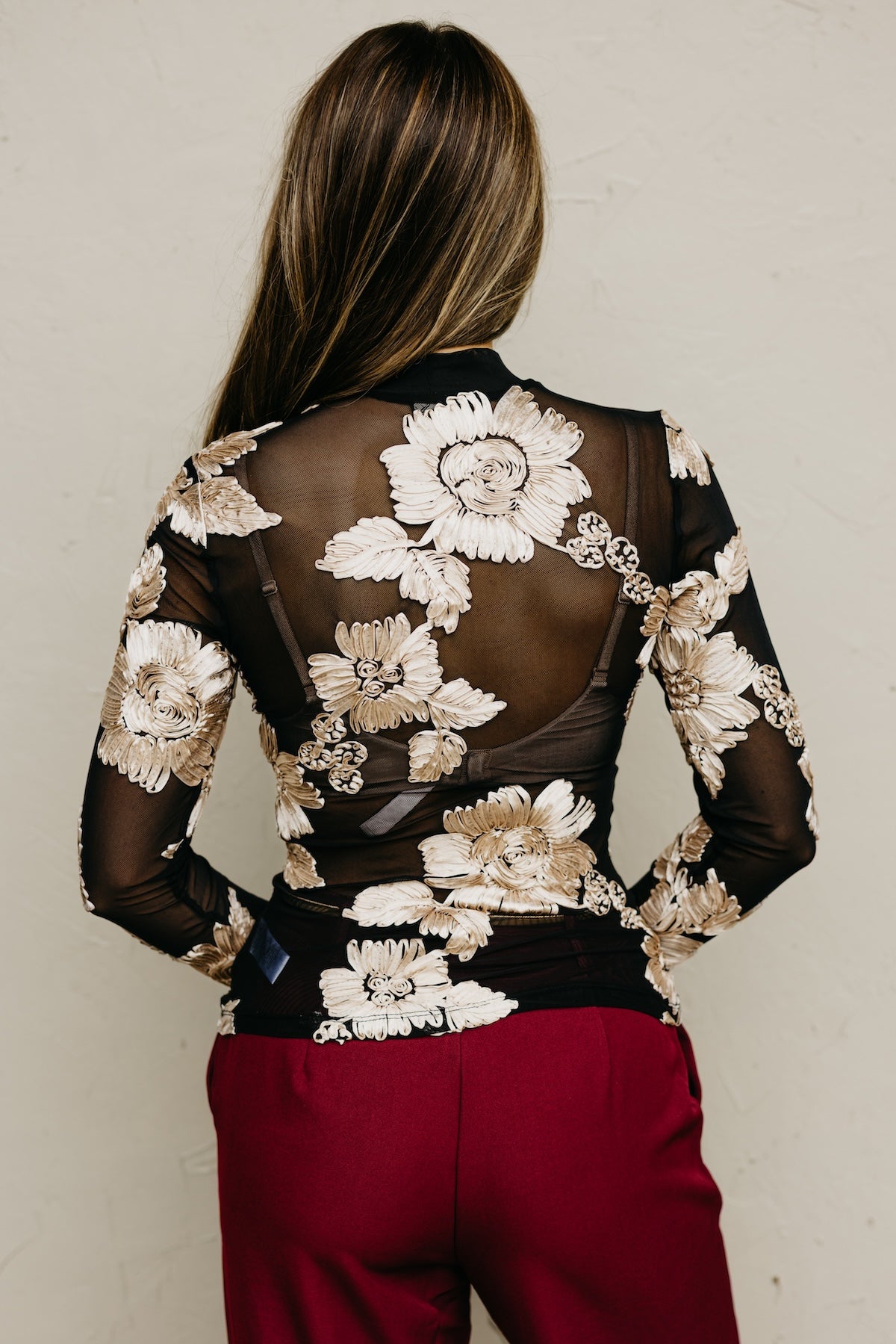 The Eleanor Floral Novelty Mesh Top