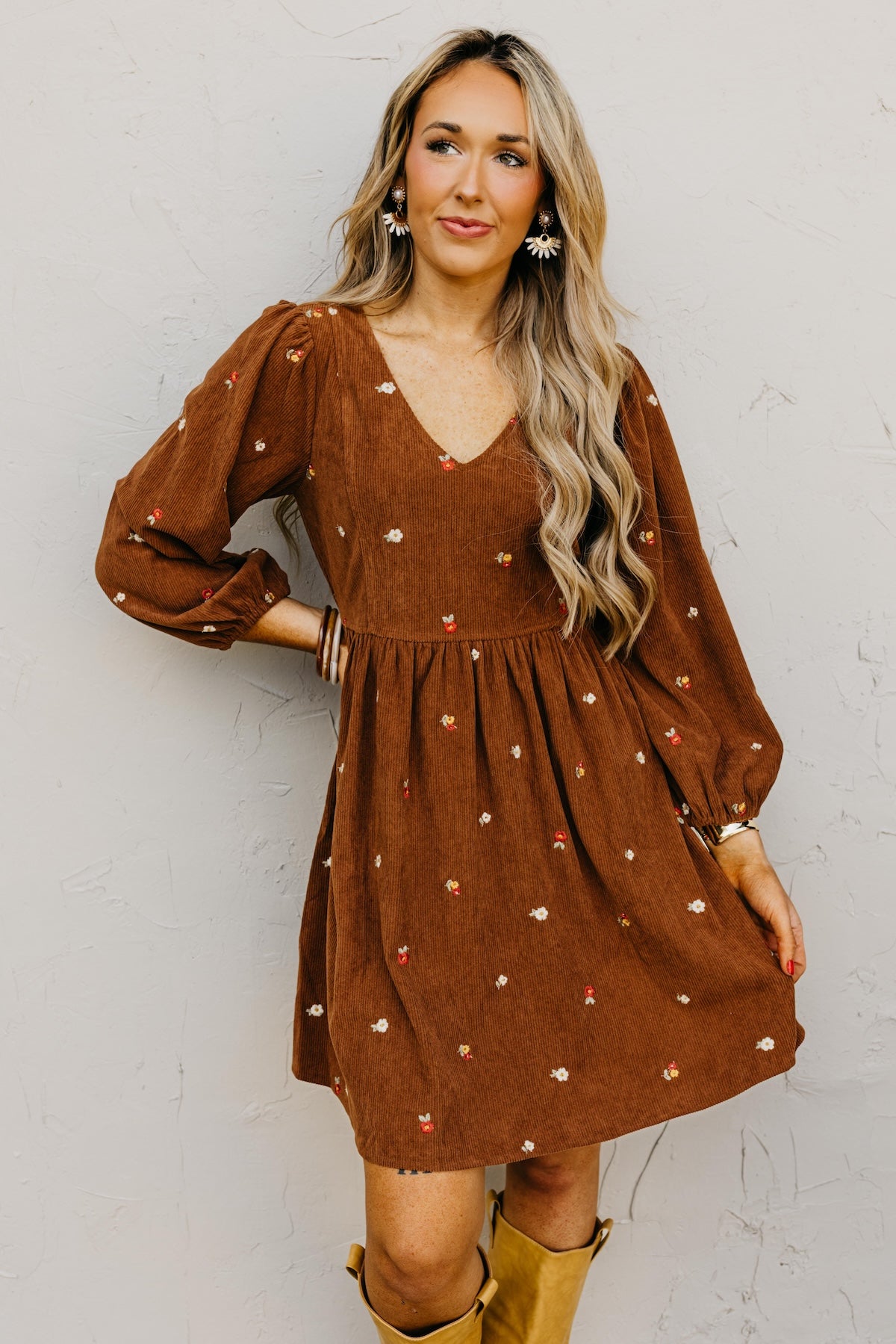 The Nalani Embroidered Corduroy Mini Dress