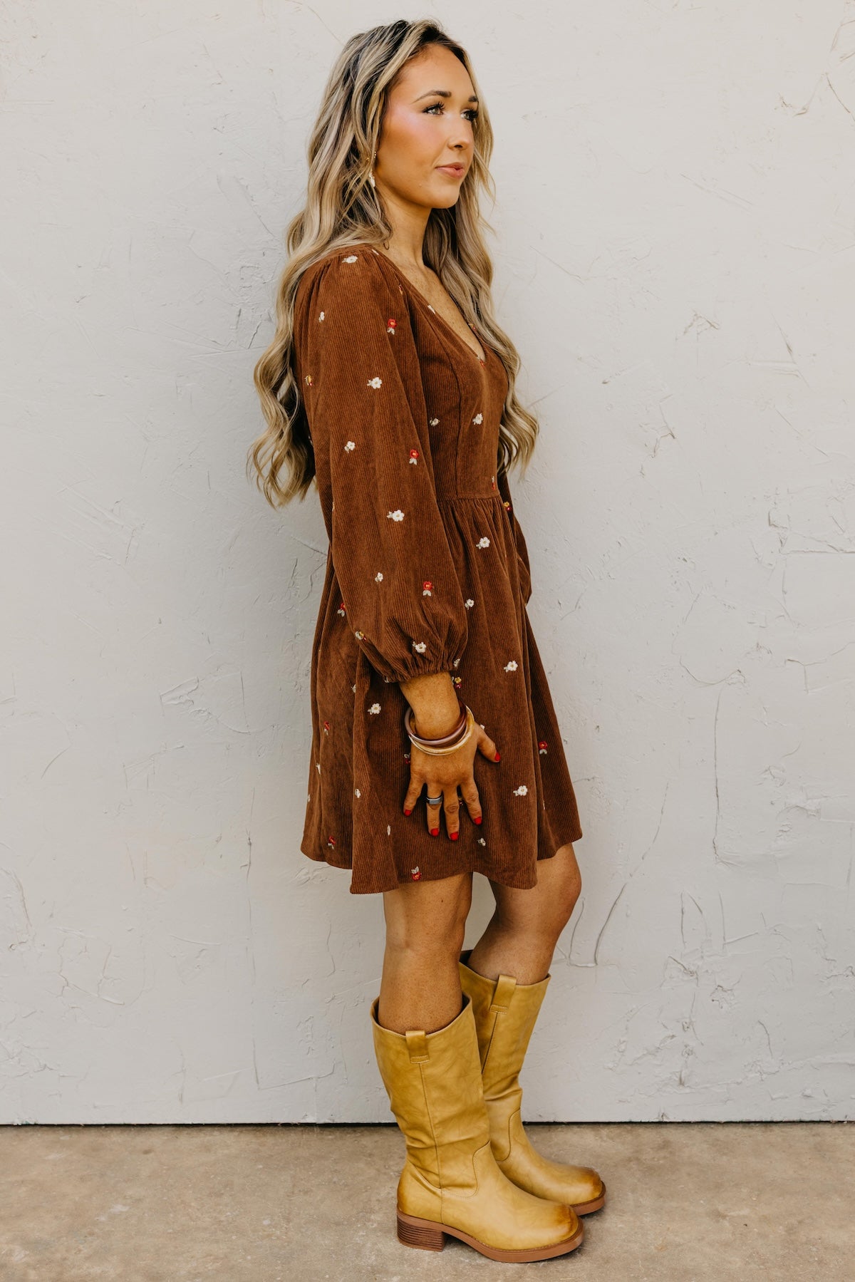 The Nalani Embroidered Corduroy Mini Dress