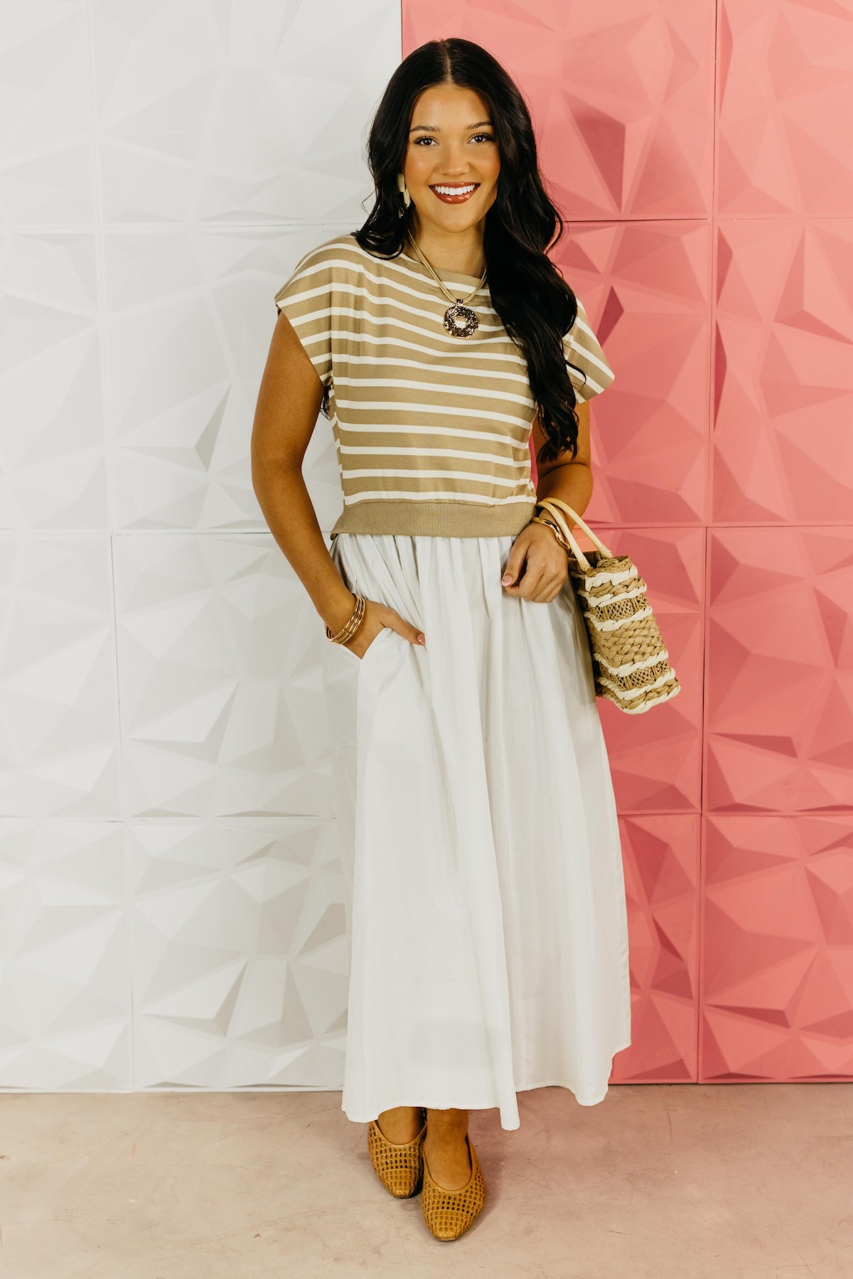 The Arianna Mixed Media Midi Dress