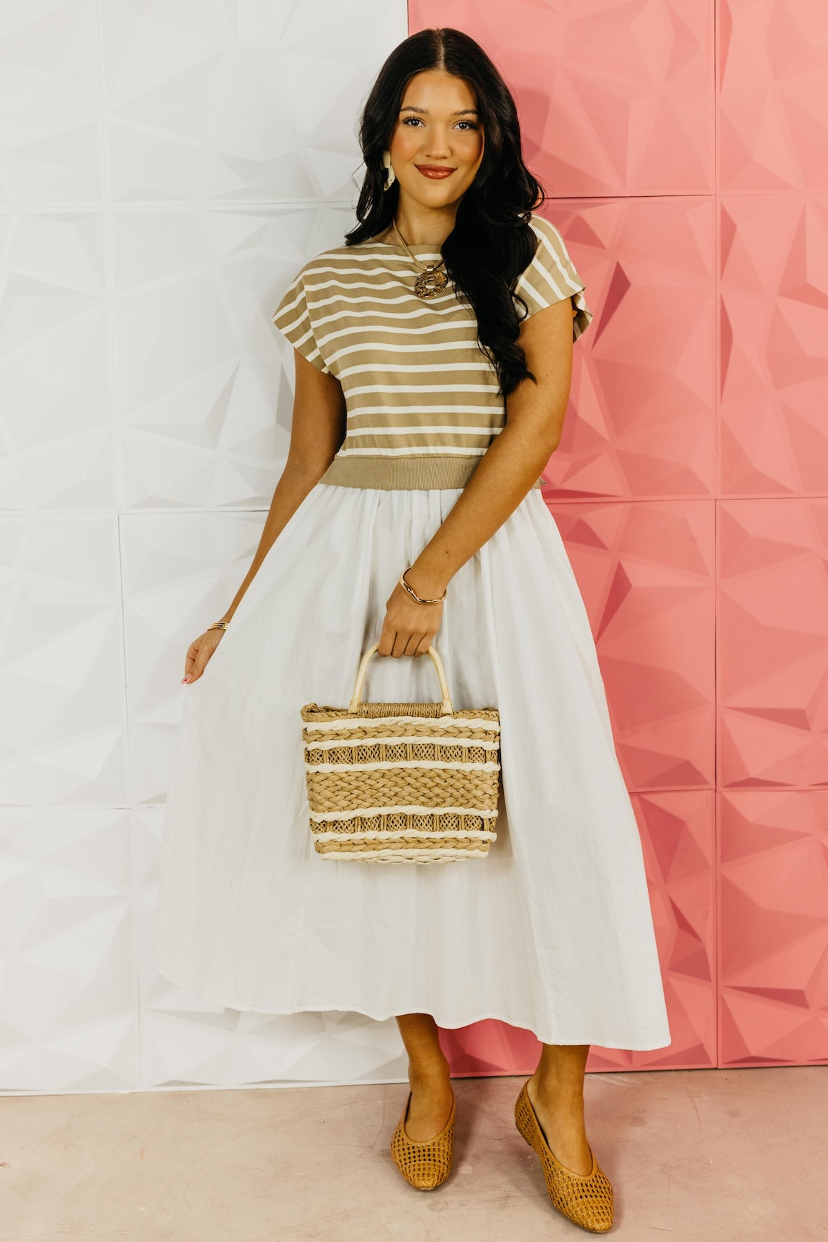 The Arianna Mixed Media Midi Dress