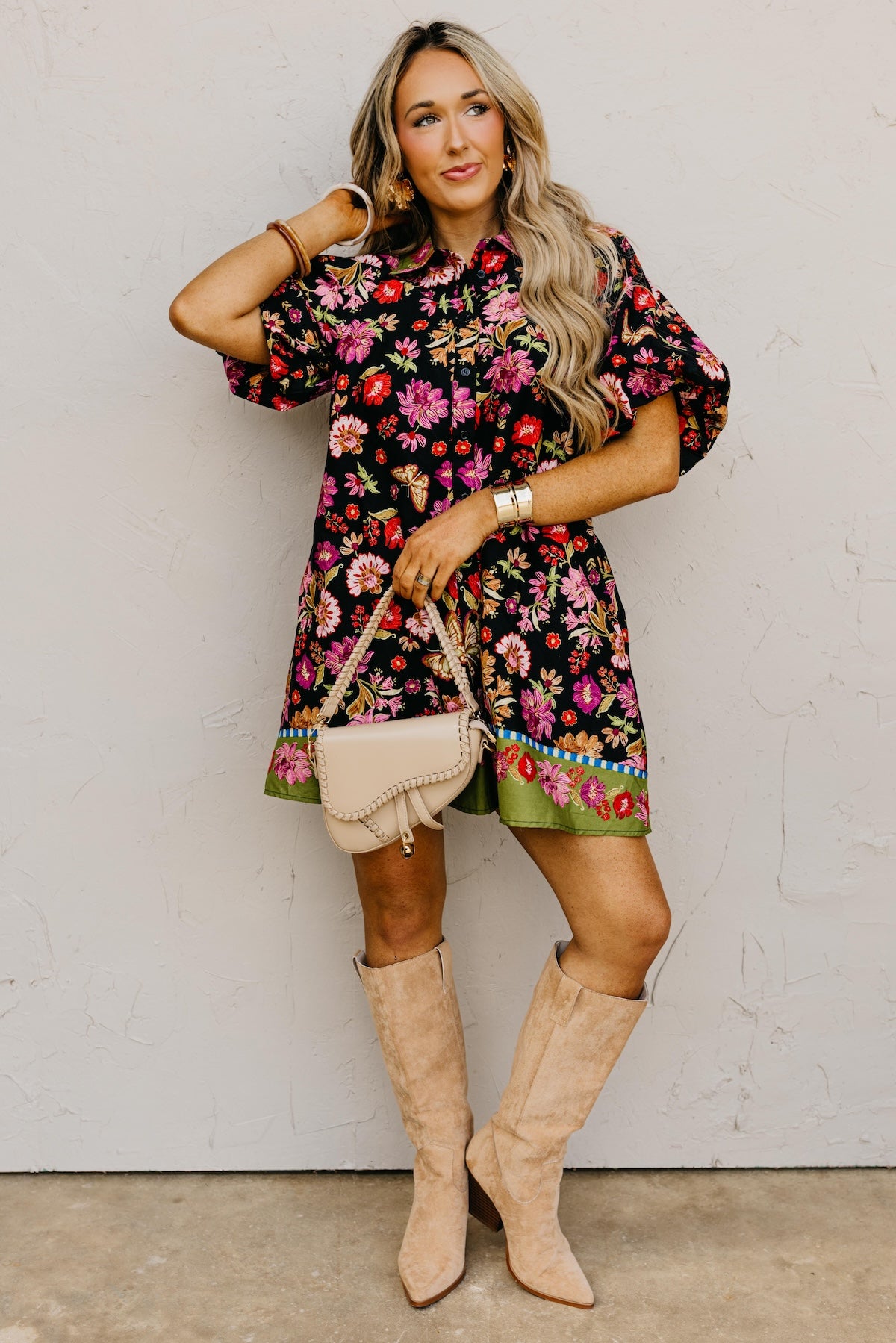 The Sadie Collared Button Down Floral Mini Dress